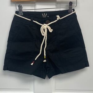 L.T.J Black Drawstring Waist Shorts with Rope Belt